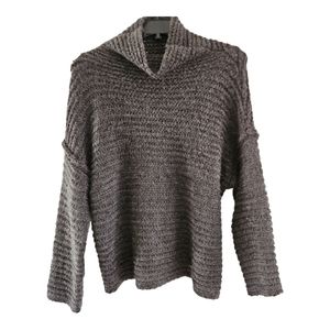 Aerie Funnel Neck Sweater Size S Gray Chunky Loose Knit Texture Pullover